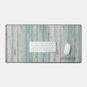 ビーチコテージウッドパーソナライズされた デスクマット (キーボード&マウス)