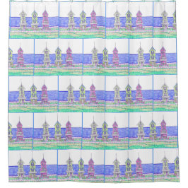 ビーチコテージトリオシャワーカーテン シャワーカーテン