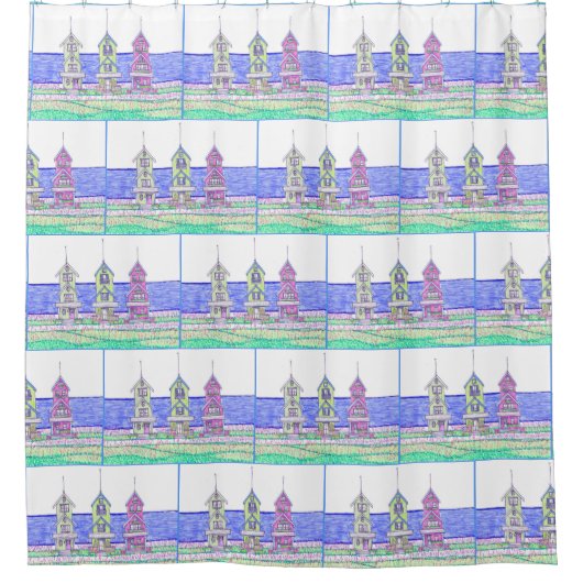 ビーチコテージトリオシャワーカーテン シャワーカーテン (正面)