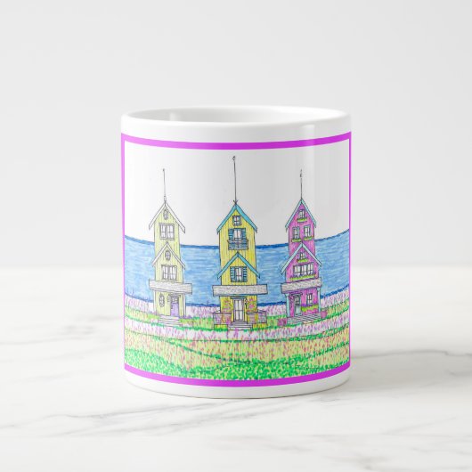 ビーチコテージトリオ2フシアジャンボマグ ジャンボコーヒーマグカップ (正面)