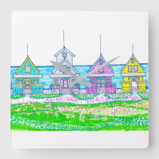 ビーチコテージブライトウォールクロック スクエア壁時計 (正面)