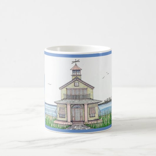 ビーチコテージブルー11ozマグカップ コーヒーマグカップ (中央)