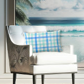 ビーチコテージホワイトアクアブルーシーシェルンシーガラス ランバークッション