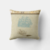 ビーチコテージ航海の地図ヴィンテージロゼット船 クッション (裏面)