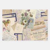 ビーチコラージュフランスのヴィンテージシーサイドポストカード ラッピングペーパーシート (正面3)