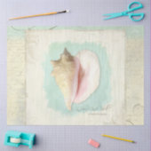 ビーチコンチシーシェルブルーウォーターカラーデクページ 薄葉紙 (クラフト)