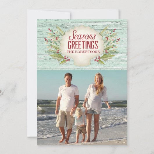 ビーチコースタルクリスマスホリデーフォトカード 招待状 (正面)