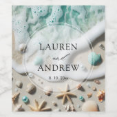 ビーチコースタルシーパーソナライズされたサ結婚イズ ワインラベル (シングルラベル)