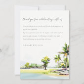 ビーチコースタルパームツリーウォーターカラーブライダルシャワー サンキューカード (正面)