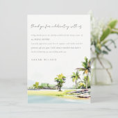 ビーチコースタルパームツリーウォーターカラーブライダルシャワー サンキューカード (スタンド正面)