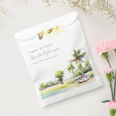 ビーチコースタルパームツリーズウォーターカラーブライダルシャワー フェイバーバッグ (封をした状態)