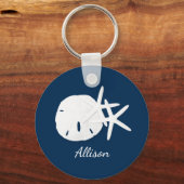 ビーチコースタルブルーパーソナライズされた キーホルダー (正面)