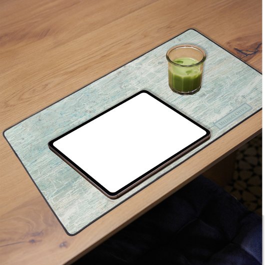 ビーチコースタルライトウッドアクア素朴ブルーウッド名 デスクマット