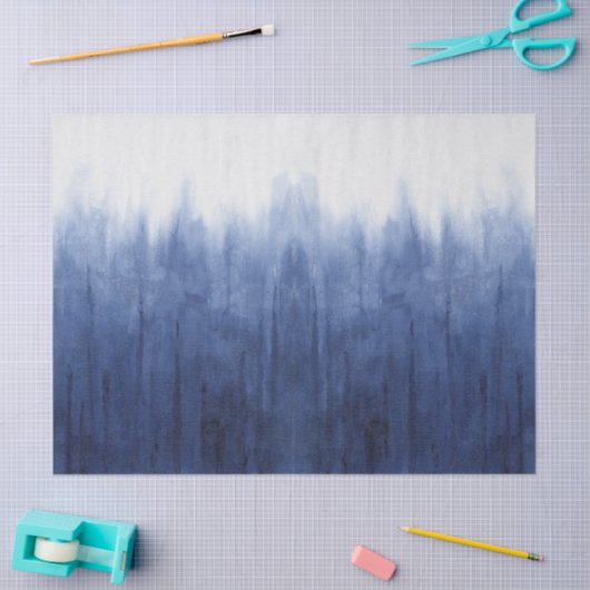 ビーチコーストモダンブルーンホワイト絞り染めしぼり 薄葉紙 (クラフト)