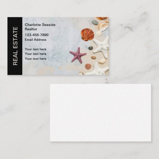 ビーチコースト不動産仲介業者実在エステート名刺 名刺 (正面/裏面)