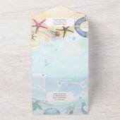 ビーチコースト素朴ボホウェディングRSVPメニューすべてイン オールインワン招待状 (外側)