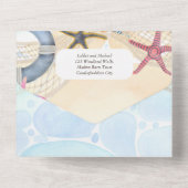 ビーチコースト素朴ボホウェディングRSVPメニューすべてイン オールインワン招待状 (裏面)