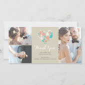 ビーチコースト航海のハート結婚ズ・サンキュー サンキューカード (正面)