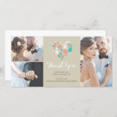 ビーチコースト航海のハート結婚ズ・サンキュー サンキューカード (正面/裏面)