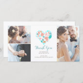 ビーチコースト航海のハート結婚ズ・サンキュー サンキューカード (正面/裏面)