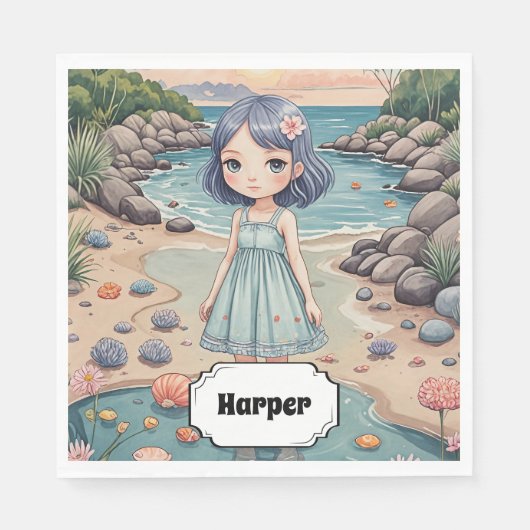 ビーチコーバーの至福パーソナライズされた スタンダードランチョンナプキン (正面)
