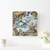 ビーチコーマーズクロックロックハウンズシーガラスギフト スクエア壁時計 (ホーム)