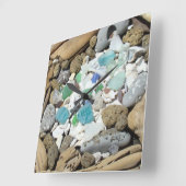 ビーチコーマーズクロックロックハウンズシーガラスギフト スクエア壁時計 (傾斜)