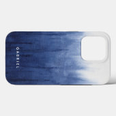ビーチコーモダンスタルブルーnホワイトシボリ絞り染め Case-Mate iPhoneケース (裏面 (横))