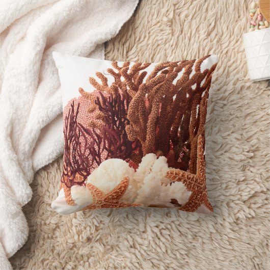 ビーチコーラルスターフィッシュサンドオセアスローカウチピロー クッション (ブランケット)