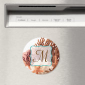 ビーチコーラルスターフィッシュサンドモノグラムイニシャル磁石 マグネット (インサイチュ (食洗機))