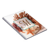 ビーチコーラルスターフィッシュモノグラムイニシャルノート ノートブック (右側)