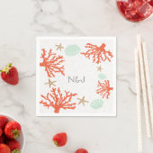 ビーチコーラルリーフシーシェル&スターフィッシュナプキンズ スタンダードカクテルナプキン (インサイチュ)