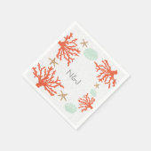 ビーチコーラルリーフシーシェル&スターフィッシュナプキンズ スタンダードカクテルナプキン (角)