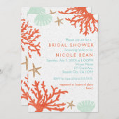 ビーチコーラルリーフシーシェル&スターフィッシュ招待状 招待状 (正面/裏面)