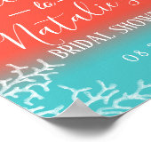 ビーチコーラルリーフスターフィッシュ ブライダルシャワーウェルカム ポスター (角)