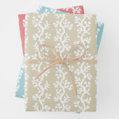 ビーチコーラルリーフパタストライプのーン |色航海の付 ラッピングペーパーシート (インサイチュ)