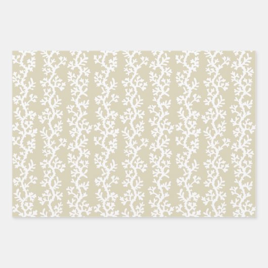 ビーチコーラルリーフパタストライプのーン |色航海の付 ラッピングペーパーシート (正面)