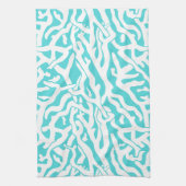 ビーチコーラルリーフパター航海のンホワイトブルー キッチンタオル (縦)