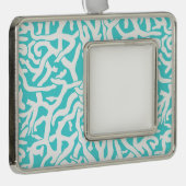 ビーチコーラルリーフパター航海のンホワイトブルー シルバープレートフレームオーナメント (右)