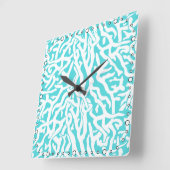 ビーチコーラルリーフパター航海のンホワイトブルー スクエア壁時計 (傾斜)