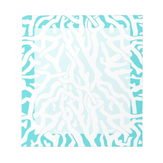 ビーチコーラルリーフパター航海のンホワイトブルー ノートパッド (正面)