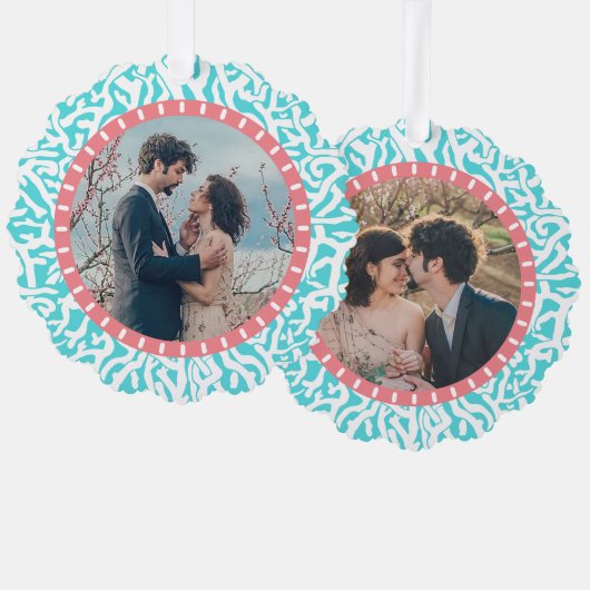 ビーチコーラルリーフ航海のコースト2カスタム枚の写真 オーナメントカード (正面/裏面)