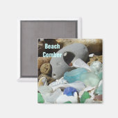 ビーチコーンマグネットシーグラスシーガラス化石 マグネット (正面/裏面)