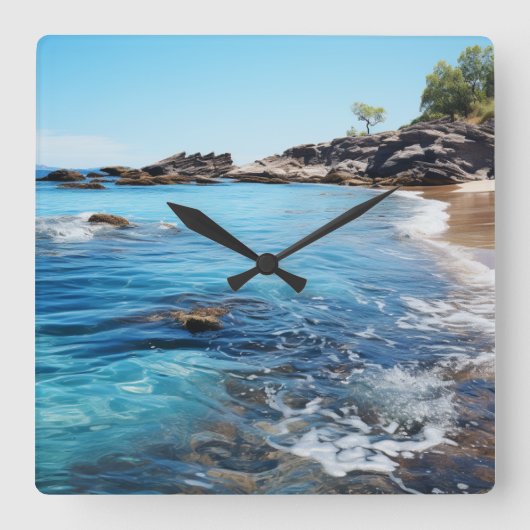 ビーチコー絵を描ブ スクエア壁時計 (正面)