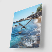 ビーチコー絵を描ブ スクエア壁時計 (傾斜)