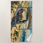 ビーチコ表現ンバーヴィンテージ蒸気列車 ビーチタオル (正面)