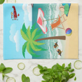 ビーチサイドおもしろい キッチンタオル (折り畳み)