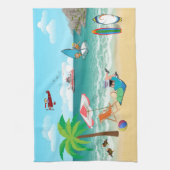 ビーチサイドおもしろい キッチンタオル (縦)