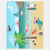 ビーチサイドおもしろい フリースブランケット (正面)