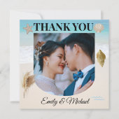 ビーチサイドでのミクロ結婚式の誓いサンキューカード サンキューカード (正面)